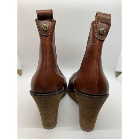 Lucky Brand Women's Fedora Cognac Brown Chelsea Stacked Heel Wedge Boots Size 10 - Picture 4 of 10